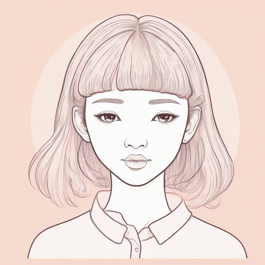 🍑蜜桃乌龙配色！甜系少女极简线稿头像，氛围感满分的治愈系提示词