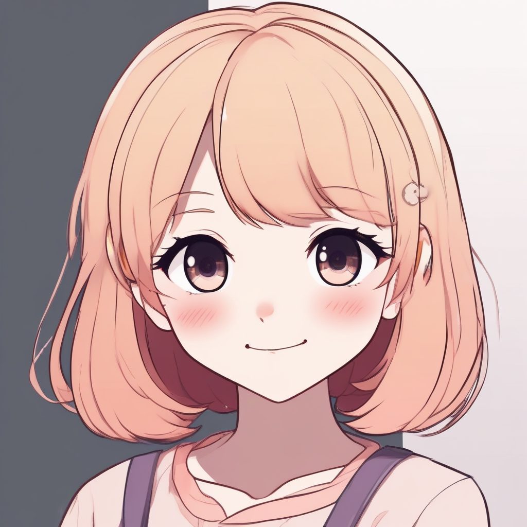 Midjourney：超萌Q版极简风，黏土感动漫女孩肖像，纯色背景