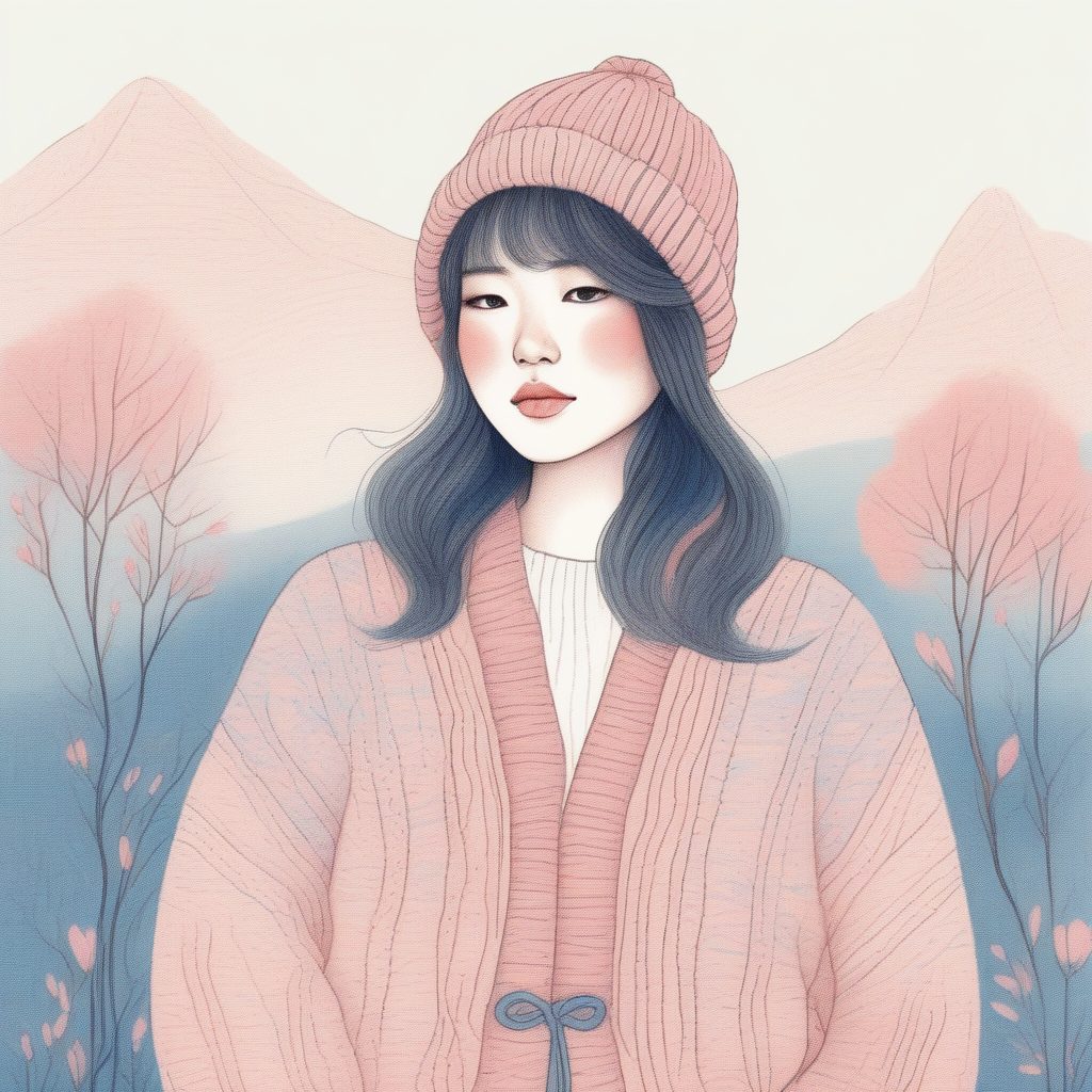 Midjourney超赞提示词:日系女孩的慵懒针织衫极简造型