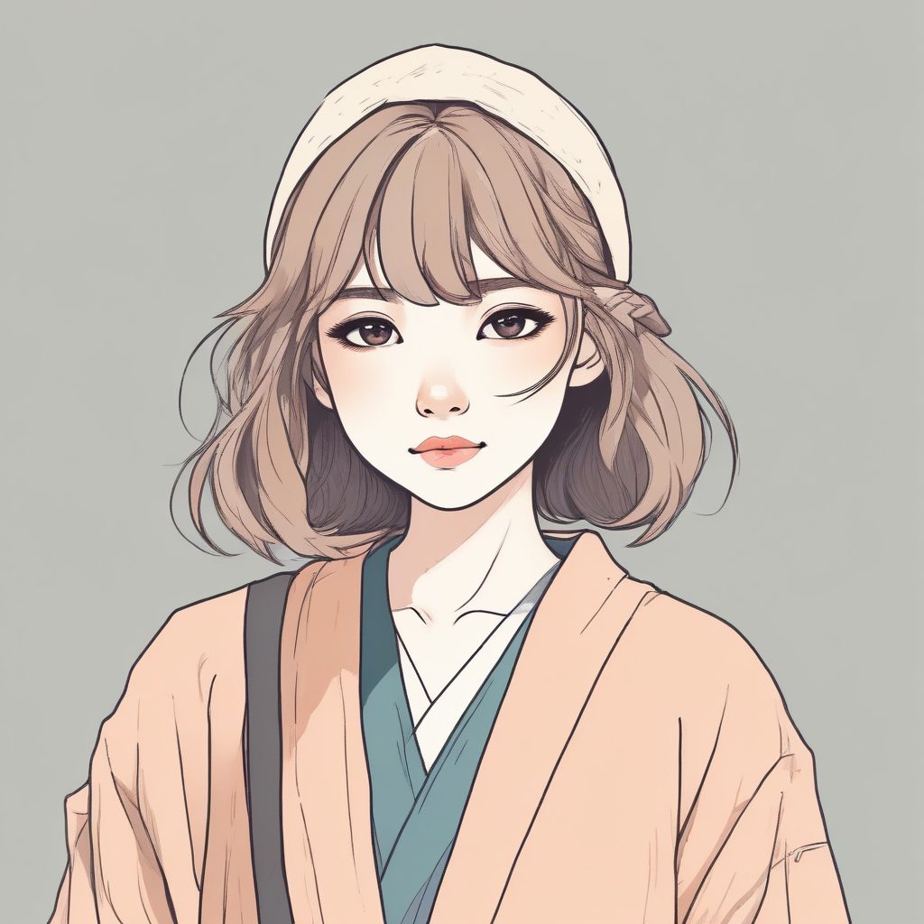 Midjourney：极简线条+噪点纹理，高冷日系少女头像生成