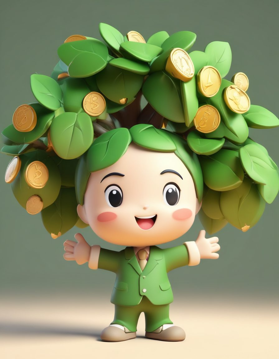 Midjourney：Q版摇钱树招财动作，Octane渲染，招财猫IP素材