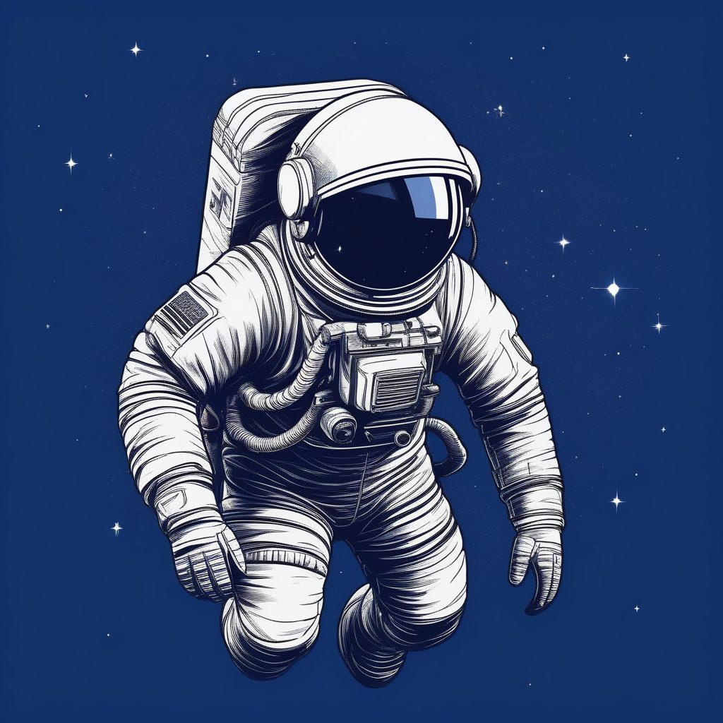 Midjourney太空艺术:纯蓝背景下的孤立宇航员提示词与教程