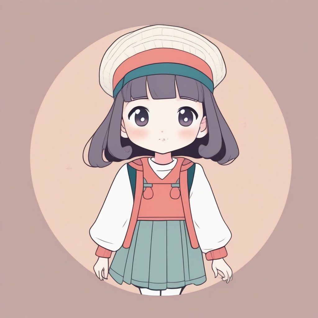 Midjourney新手必看：如何绘制治愈系马卡龙配色Q版女孩全身图？极简平涂风格。