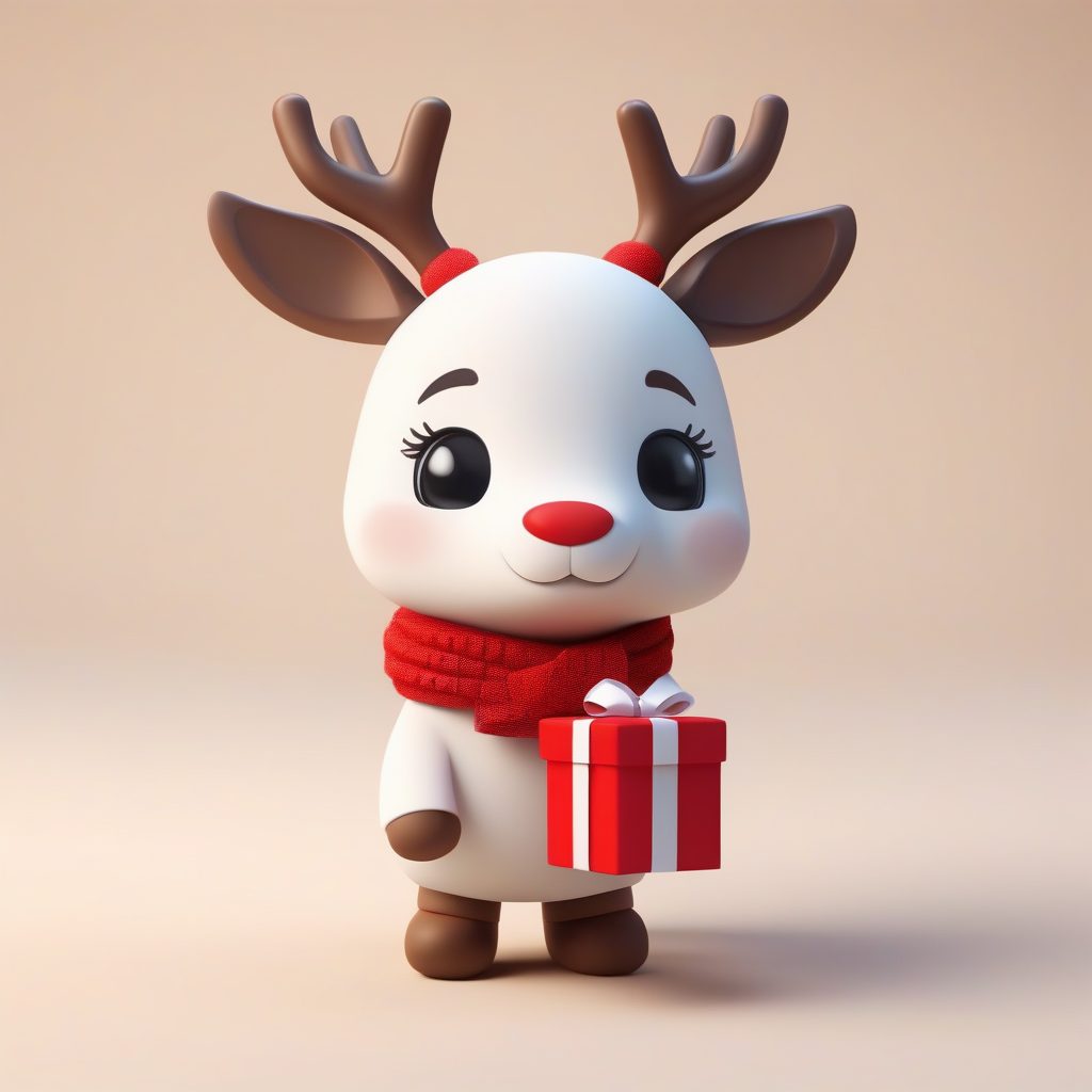 Midjourney驯鹿AI提示词：打造超萌Pop Mart风格圣诞驯鹿3D插画