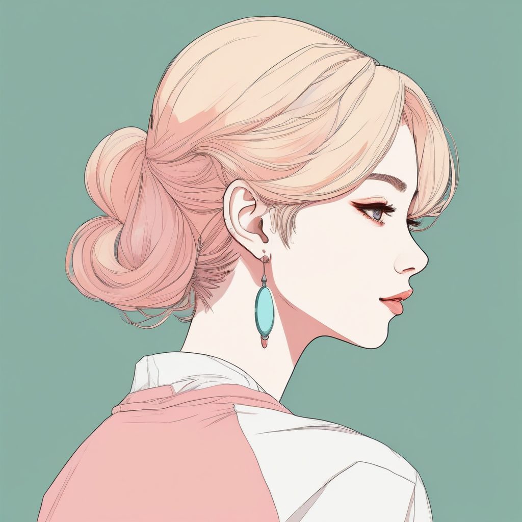 Midjourney咒语：氛围感侧颜杀，极简风动漫女孩肖像，纯净配色