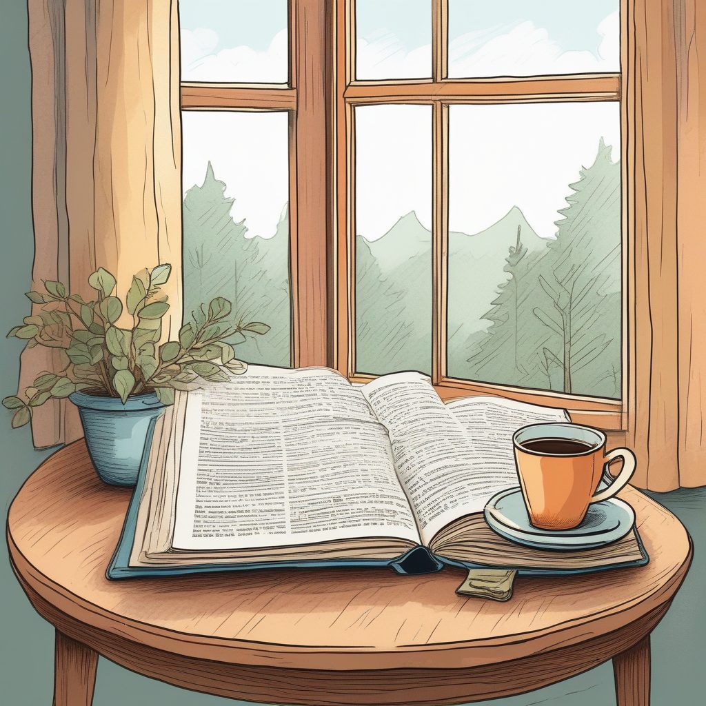 Midjourney咒语：咖啡与阅读☕️，极简日系线条，营造安静桌面氛围！