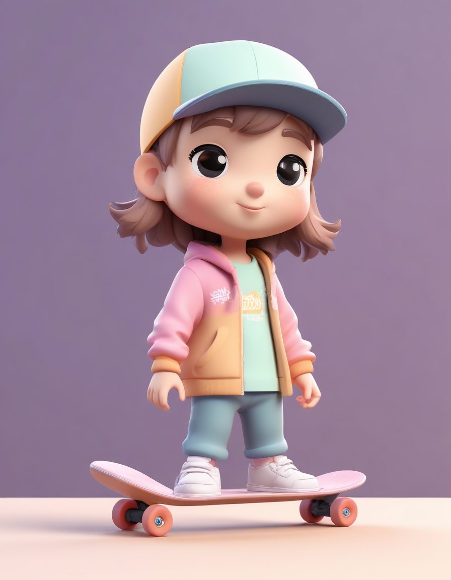 Midjourney咒语:Q版滑板少年!街头潮流C4D盲盒风,超酷!