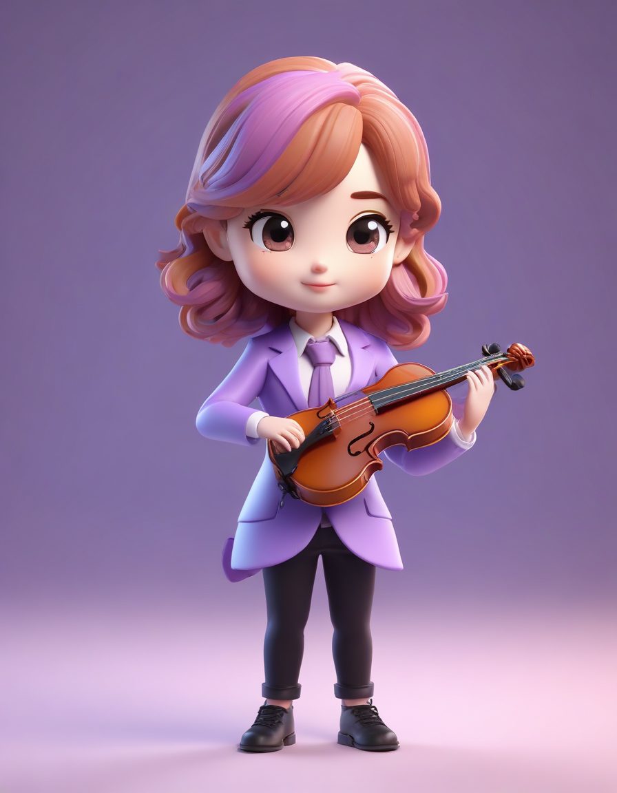 Midjourney咒语：Q版音乐家，小提琴少女！艺术系C4D盲盒，气质绝佳