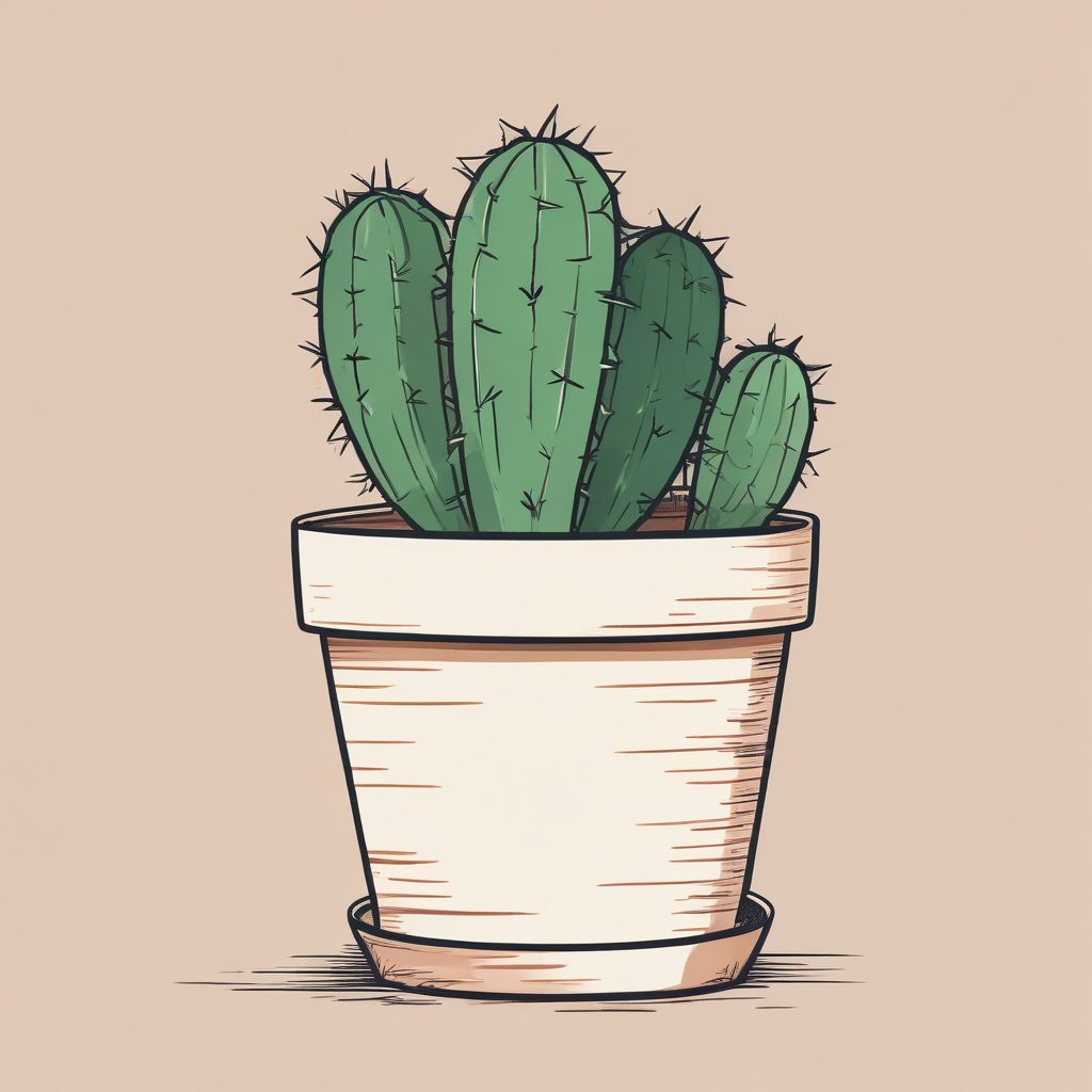 Midjourney咒语：沙漠仙人掌🌵，治愈系极简线条，温暖小插画！