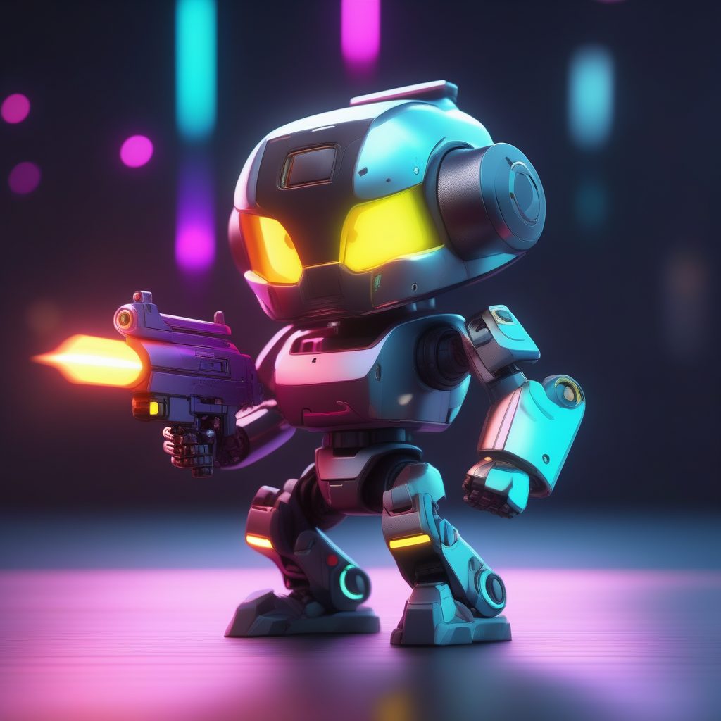 二次元Q版机甲女孩全身像：SD/MJ必备提示词，纯色背景高细节渲染