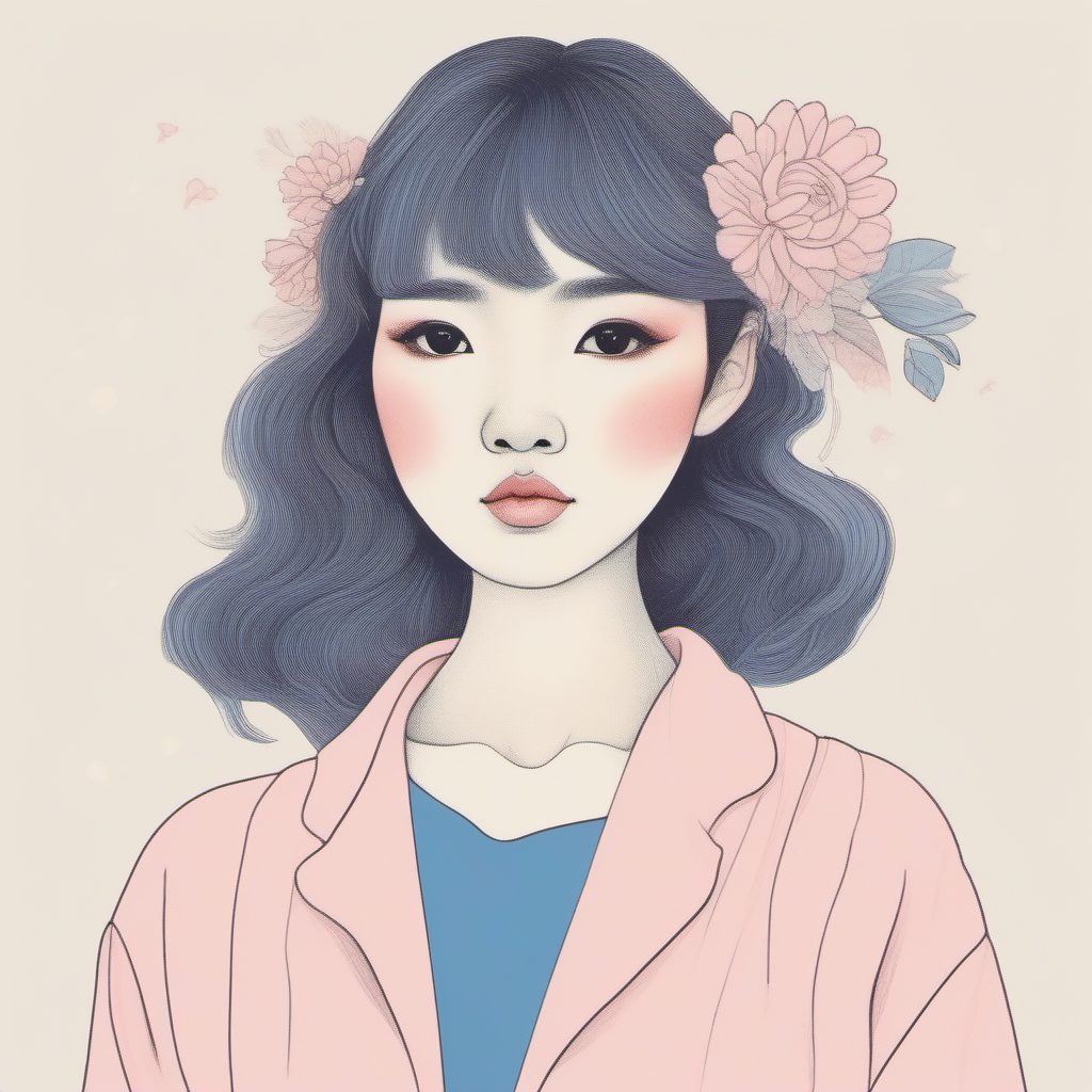 SD/MJ 必学:极简线稿如何处理粉蓝色系的光影细节?