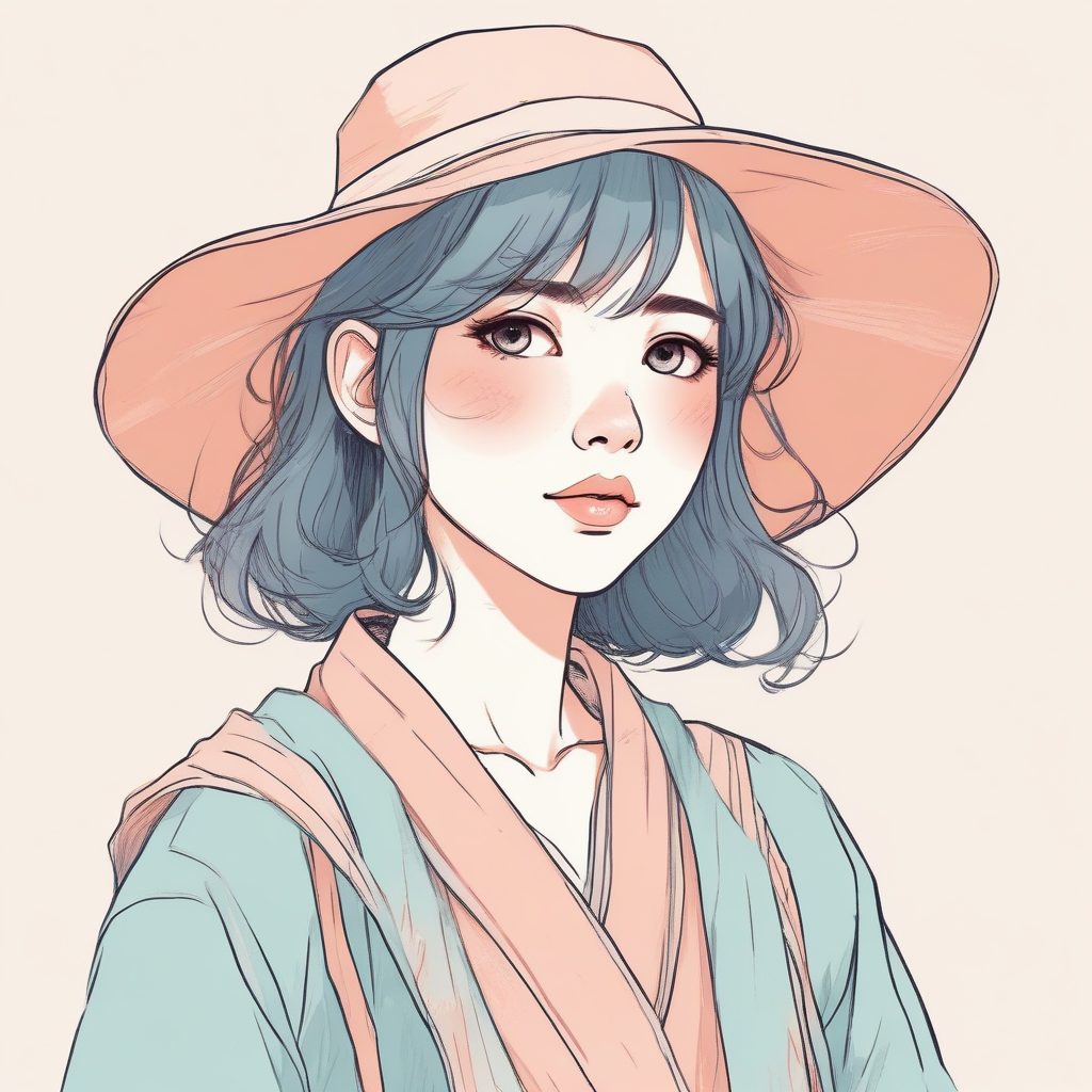 SD/MJ：日系漫画风融合！极简线条少女头像，唯美侧颜杀