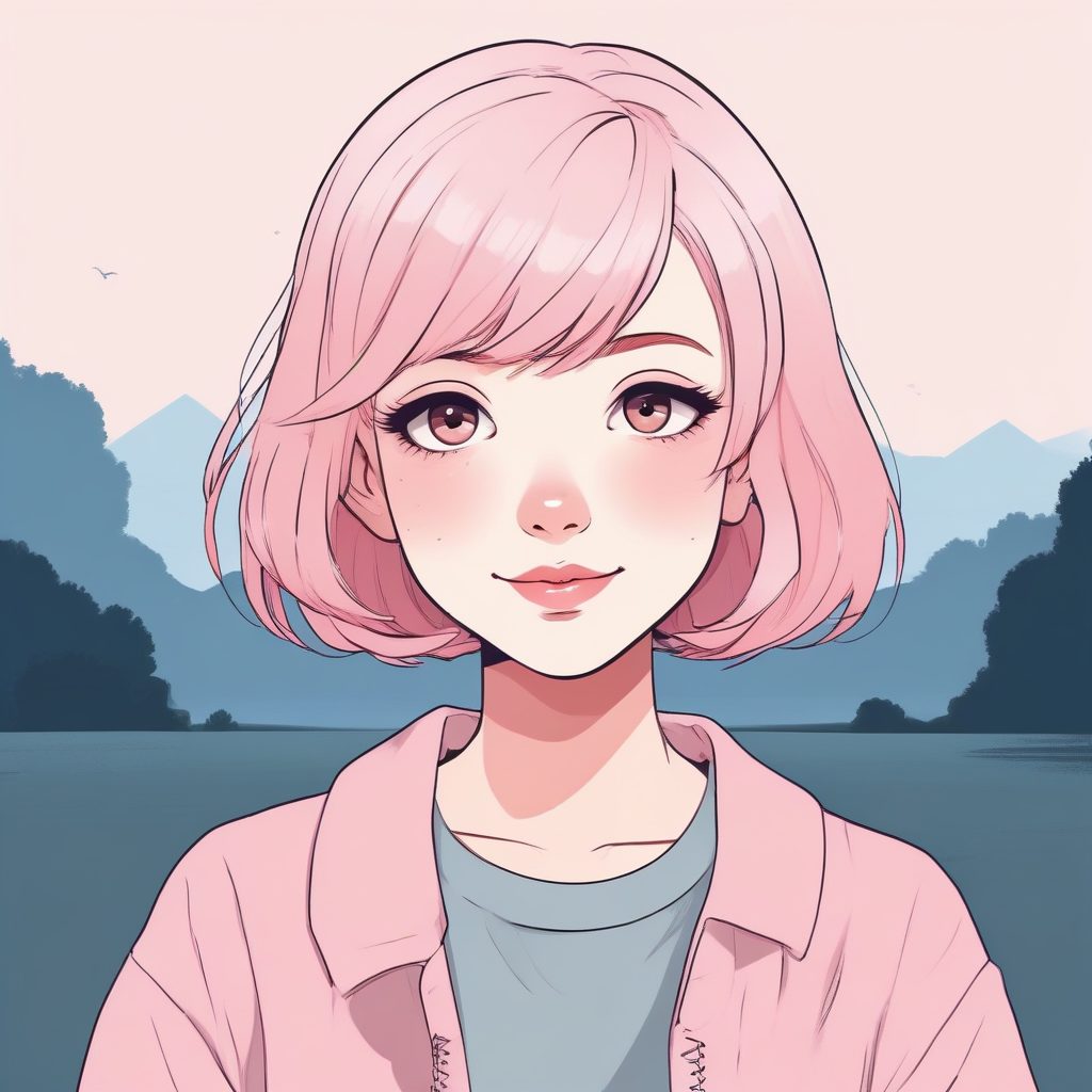 SD/MJ提示词：治愈系马卡龙配色二次元头像，纯色背景，复古日漫风，换头像必备！