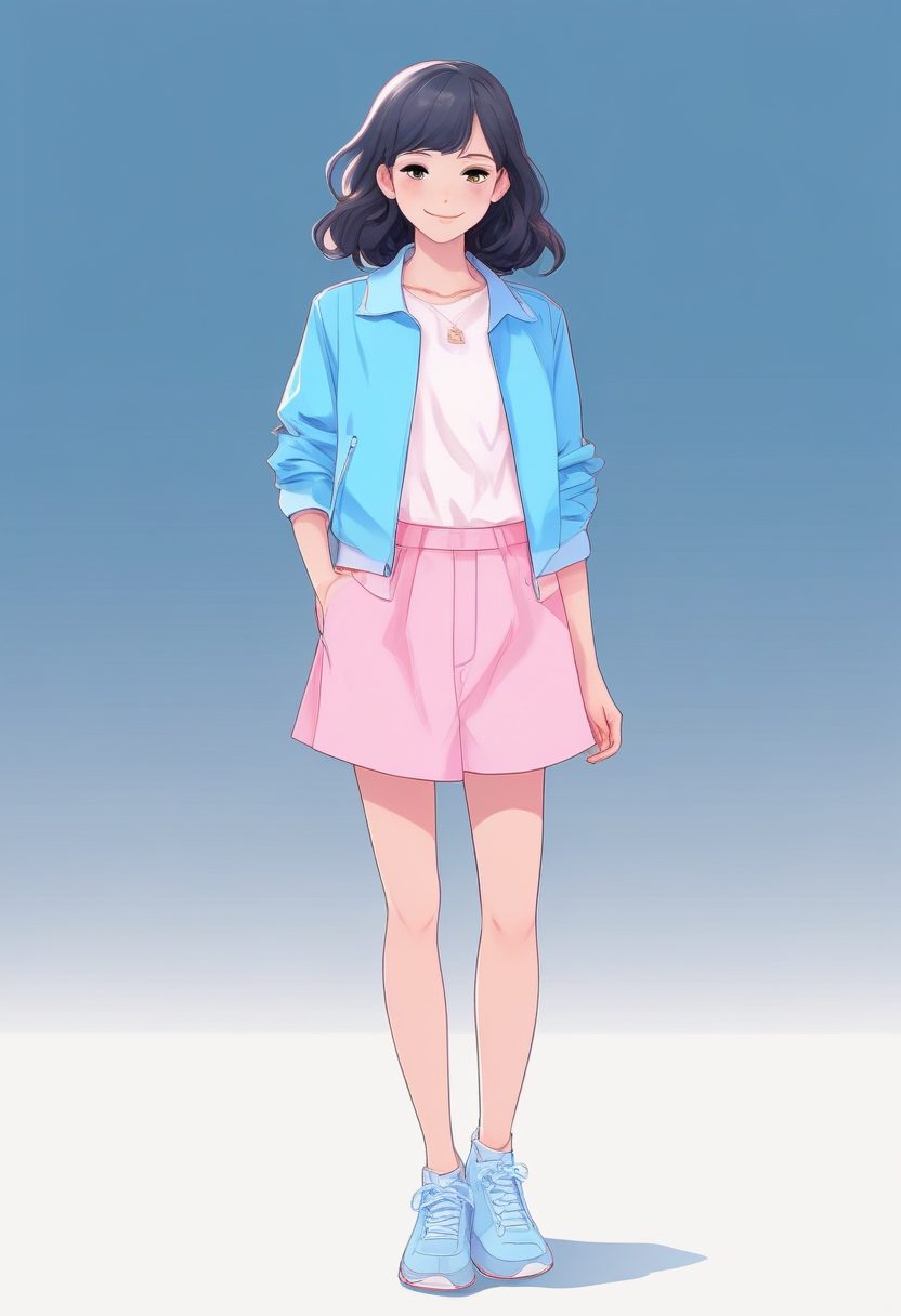 SD/MJ通用：粉蓝少女心爆棚！极简软萌风全身站立像，亲测出图神速