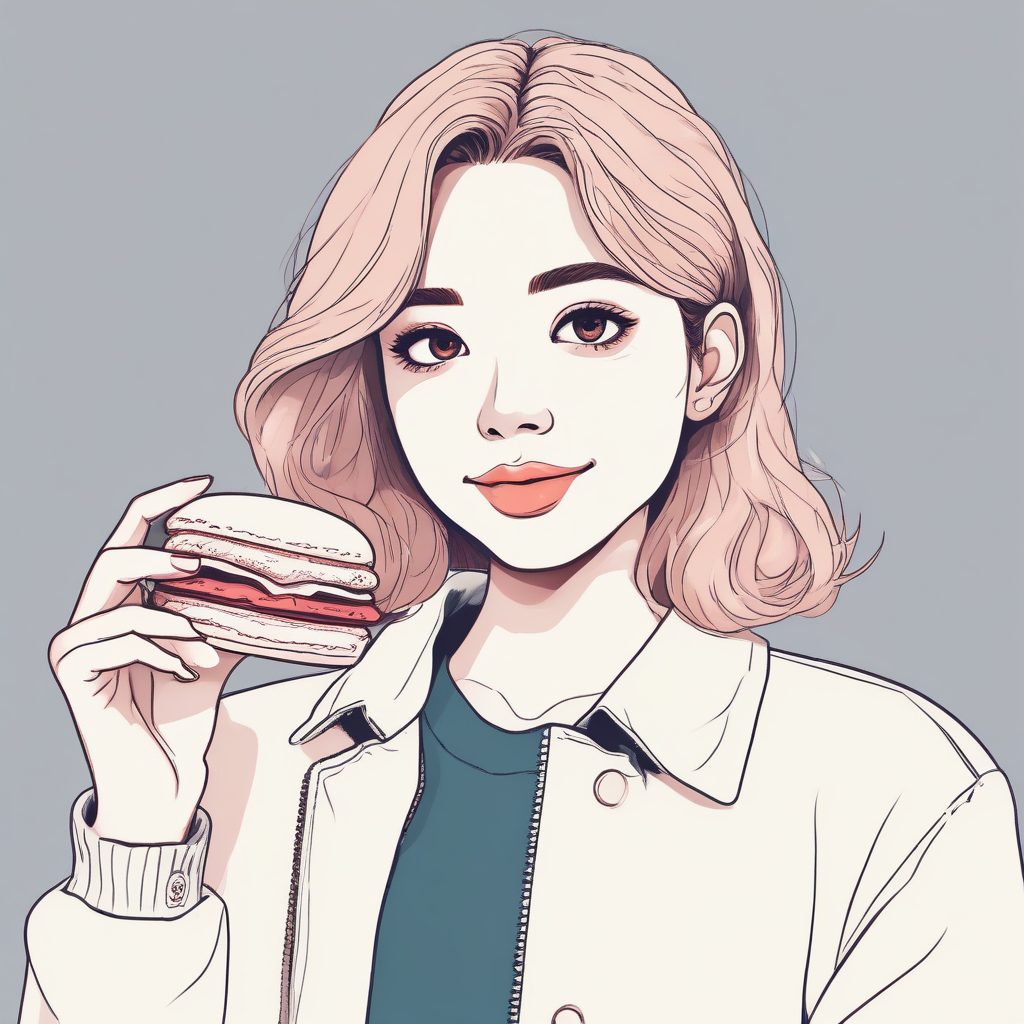 SD/MJ通用：光影大师风极简线稿插画，侧光少女头像，纯色背景