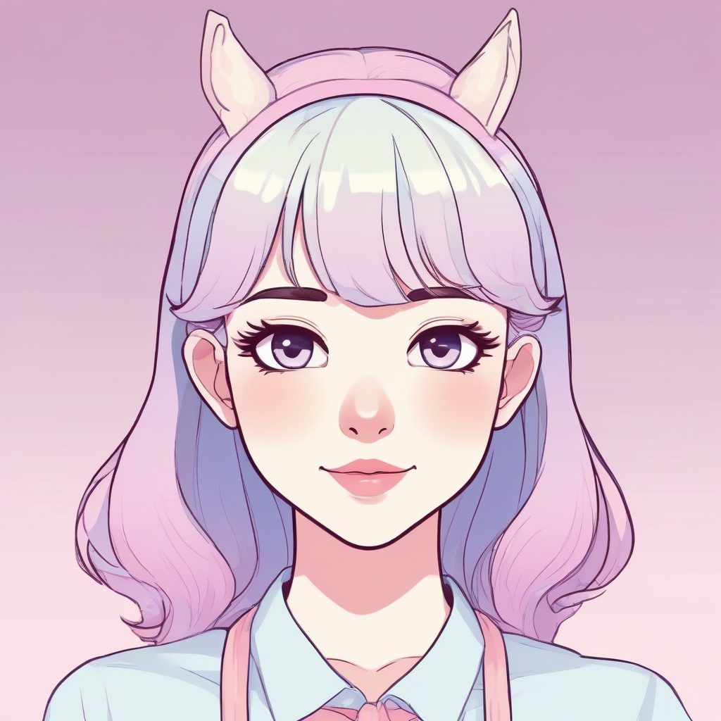 SD/MJ通用：梦幻独角兽色系！二次元极简少女头像，纯色背景温柔到炸