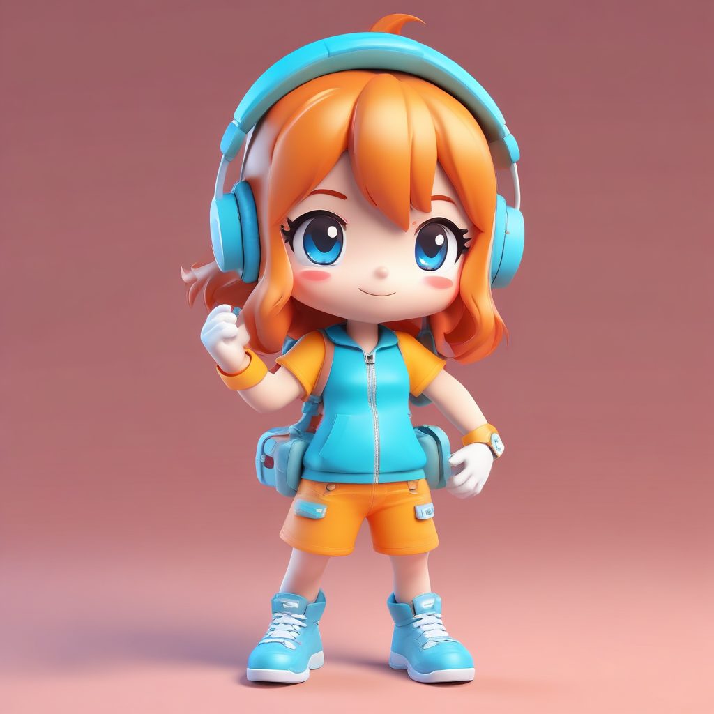 🎮SD/MJ通用！元气少女Q版游戏玩家全身像提示词｜盲盒手办美学