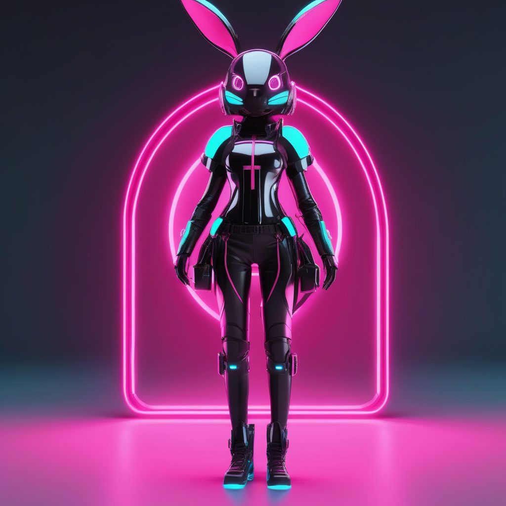 赛博朋克兔女郎:Octane高精度渲染3D Q版角色提示词 (SD/MJ通用)