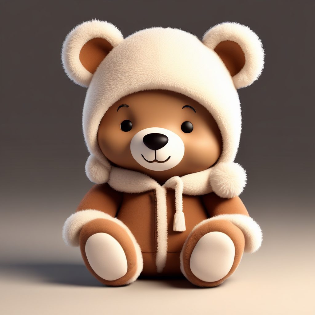 MJ咒语：Q版小熊抱抱！泰迪熊外套女孩全身像黏土提示词