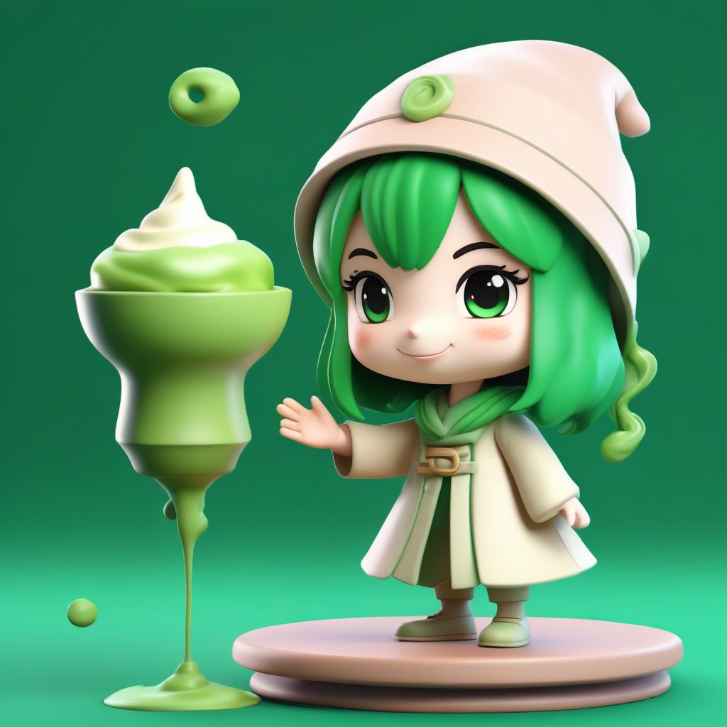 抹茶拿铁魔法师:C4D盲盒风格立体渲染,打造治愈系动态插画