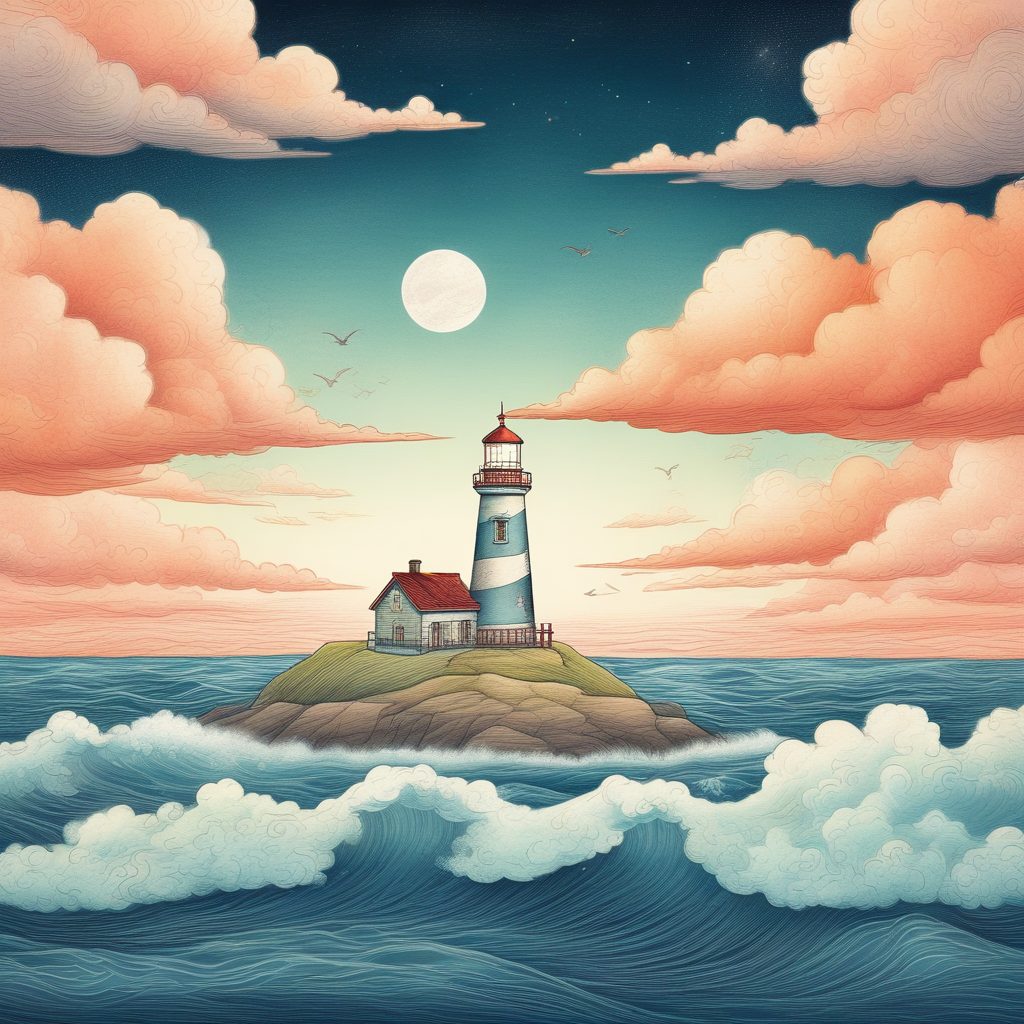 💡魔法灯塔!超现实主义壁纸:照亮云海的小小光芒