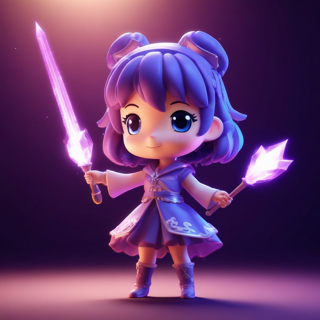 魔法幻想：悬浮施法的Q版魔法少女 AI 动态插画