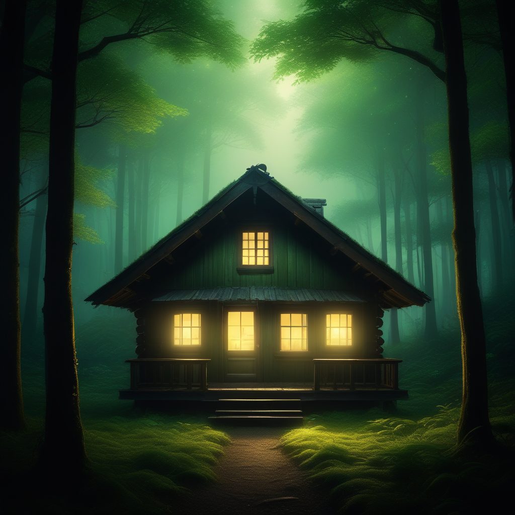 魔法森林里的小木屋和萤火虫：新海诚唯美氛围感AI提示词