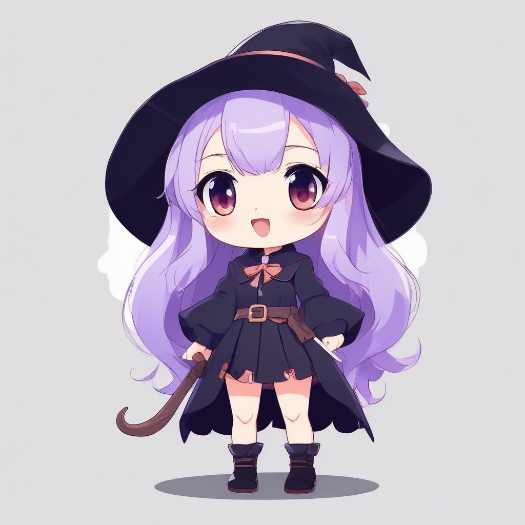 🧙♀️魔法少女来了！暗黑系转可爱，Q版一个可爱时尚Q版动漫人物，表情动作丰富全身像提示词分享