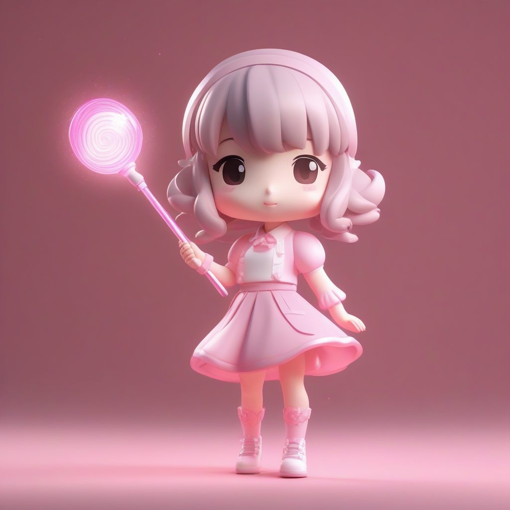 魔法少女Manga Chibi:C4D盲盒风格,柔和色彩8K超清提示词