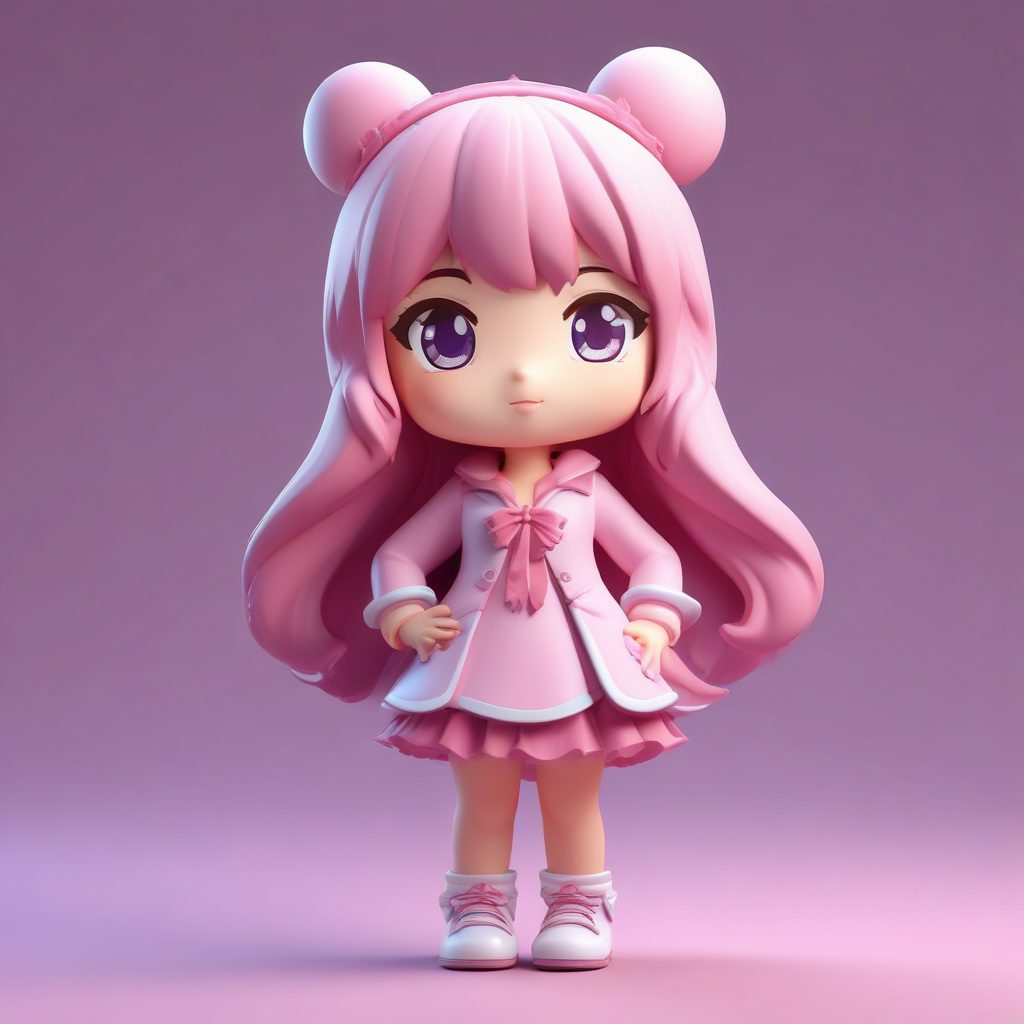 魔法少女Q版手办: 施展咒语的专注表情与动态发丝