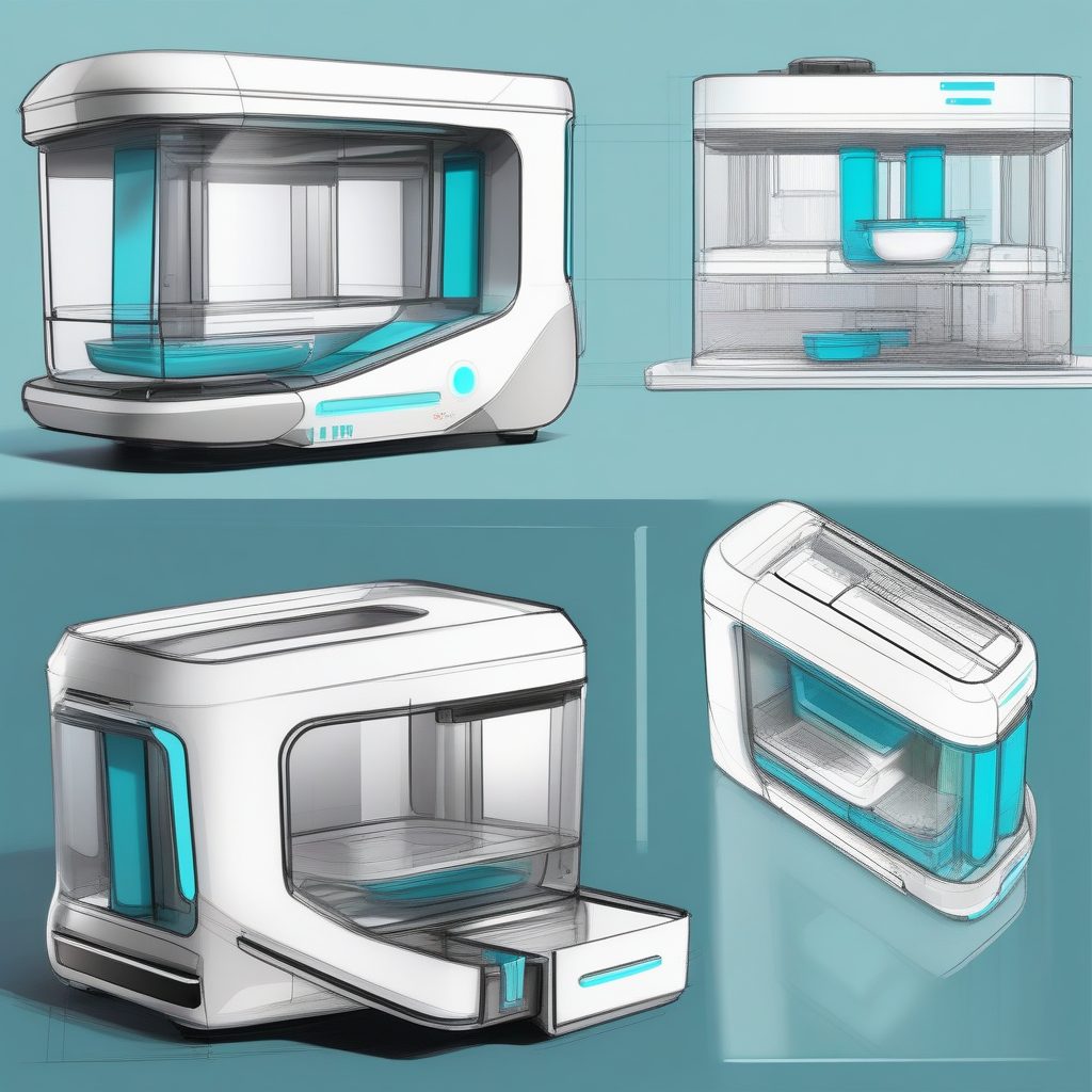 模块化智能厨房机器人:顶级产品概念设计快速渲染技巧