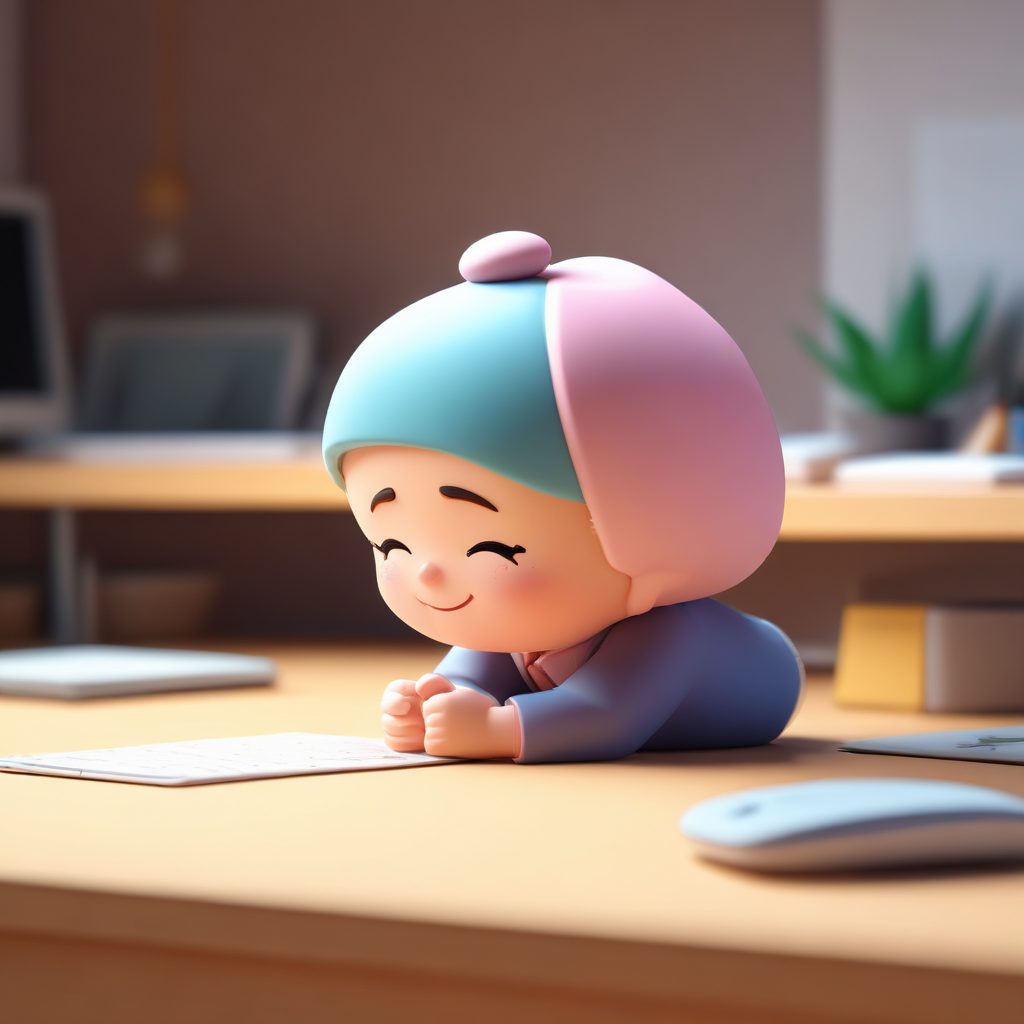 摸鱼打工人：Q版小人趴桌子上偷懒的爆笑表情动作AI生成