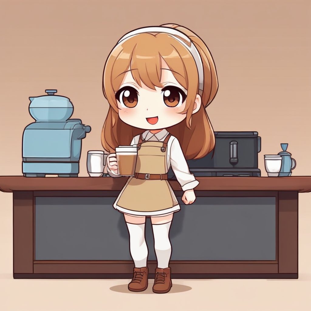 ☕️拿铁女孩！日系Q版咖啡师插画，超可爱温柔风，治愈系头像必备