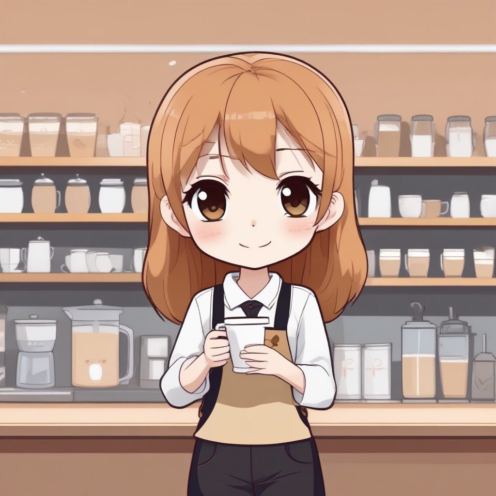 ☕️拿铁棕氛围感！极简风Q版咖啡师，工作台壁纸首选！