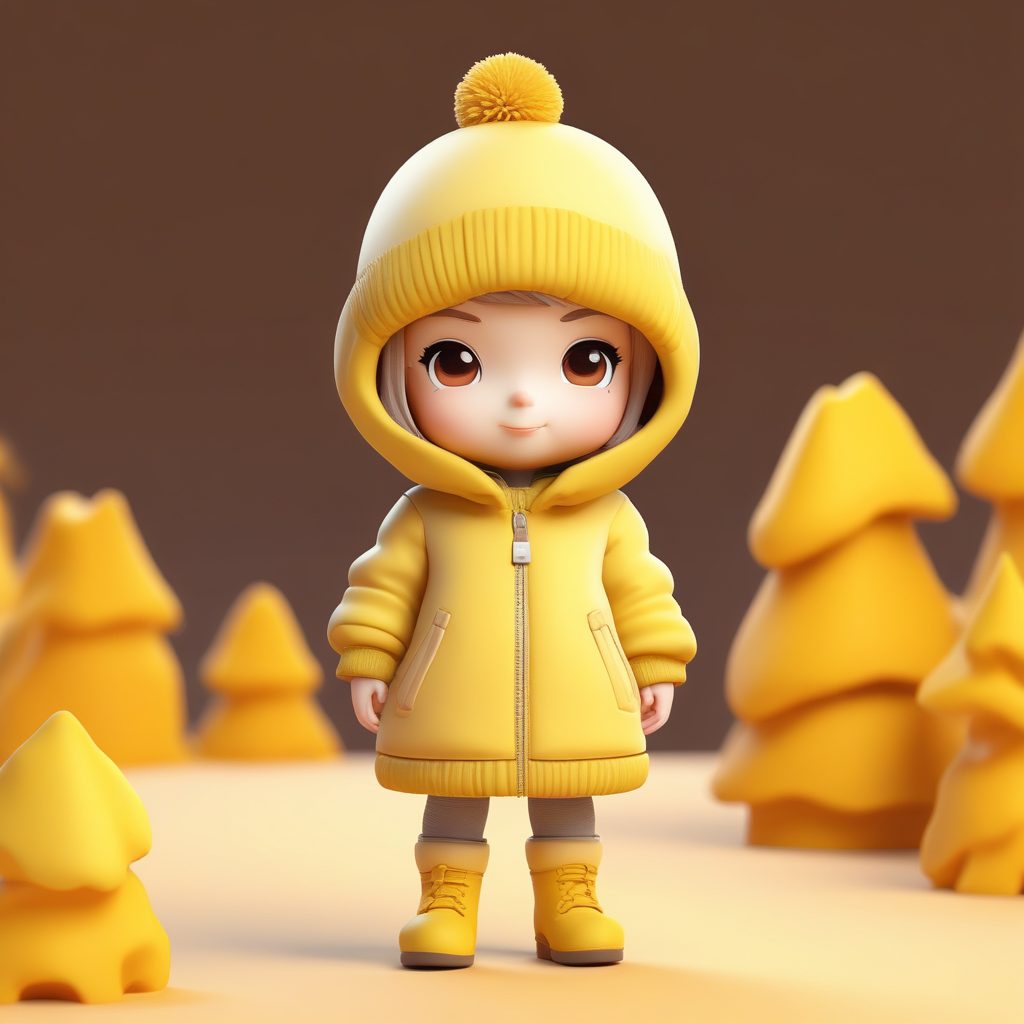 🍞奶酪黄暖冬!双手插兜Q版少女,慵懒风黏土全身图