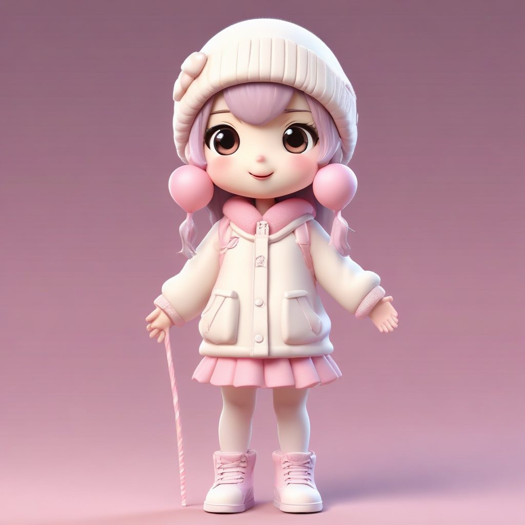 🍦奶油冰淇淋配色!举着棒棒糖的Q版少女,柔和光影全身图