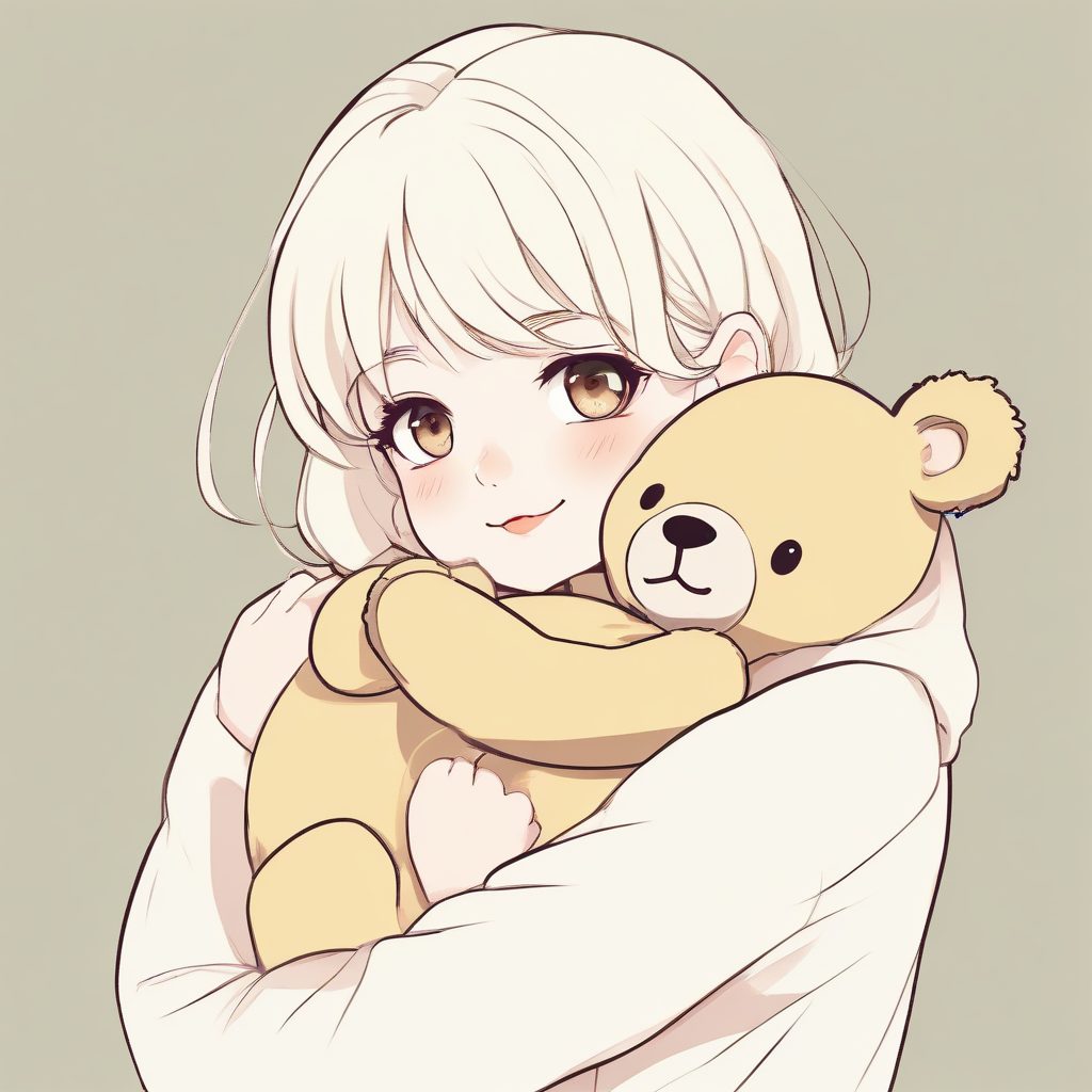 🍦奶油色治愈系:抱着小熊公仔的极简少女,超萌头像公式
