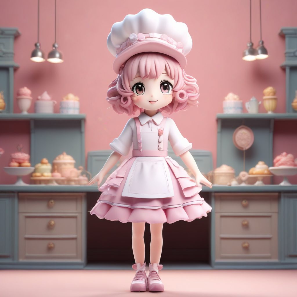 奶油甜点主题Q版女孩：极致柔和光线下的全身角色设计指南