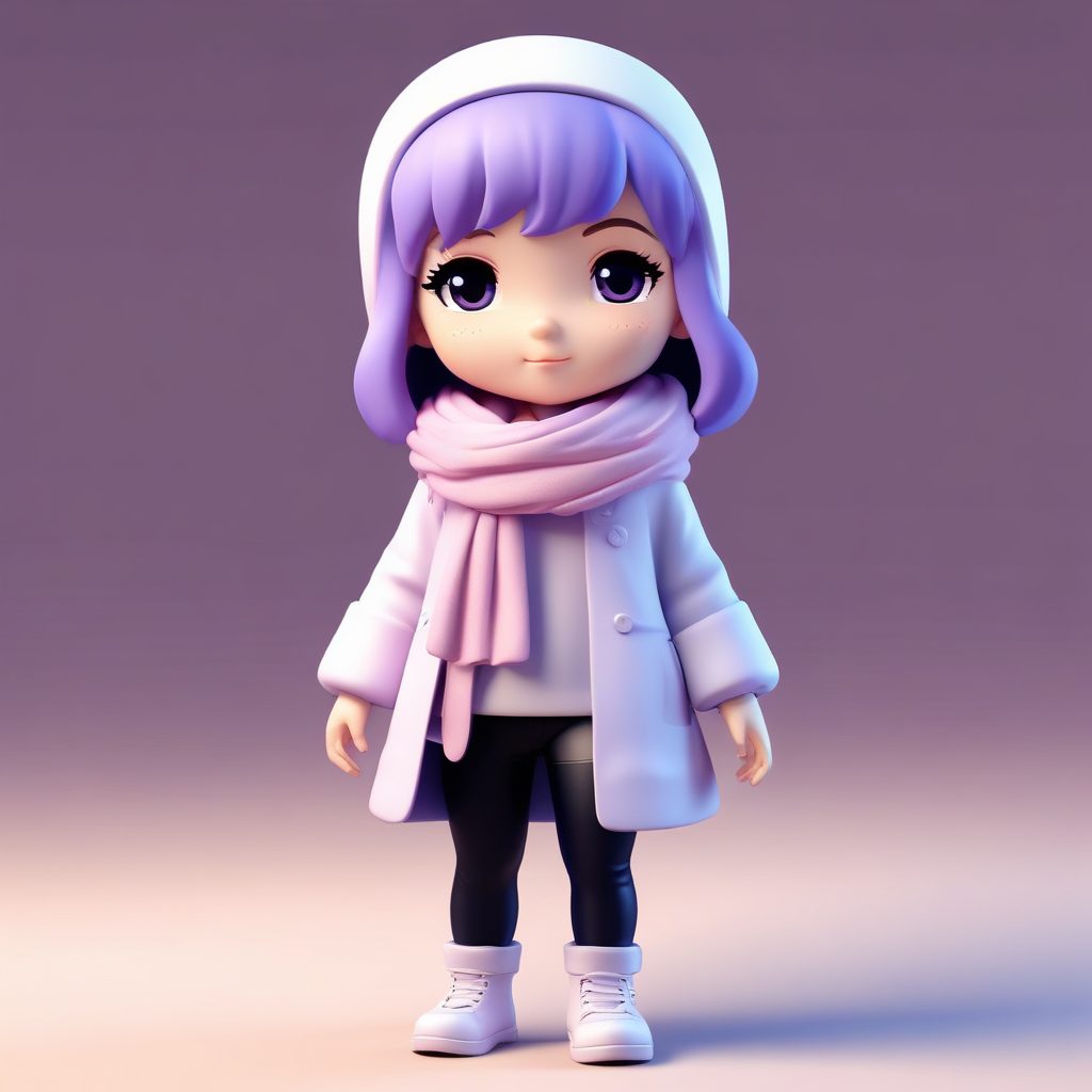 🎁年度最佳AI绘画提示词！治愈系黏土感Q版冬装少女手办全身像