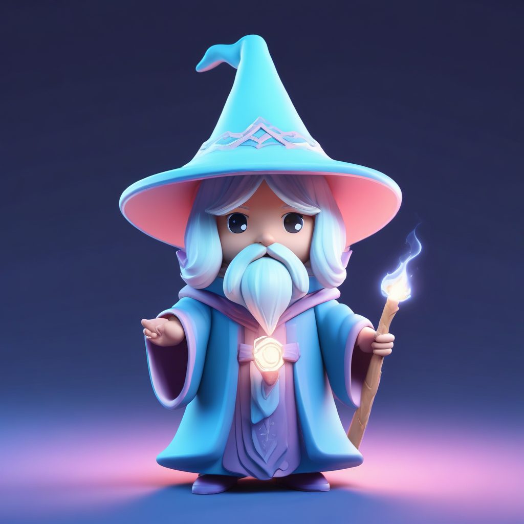 粘土材质Q版魔法师：3D全身建模纯色背景AI绘图高阶技巧