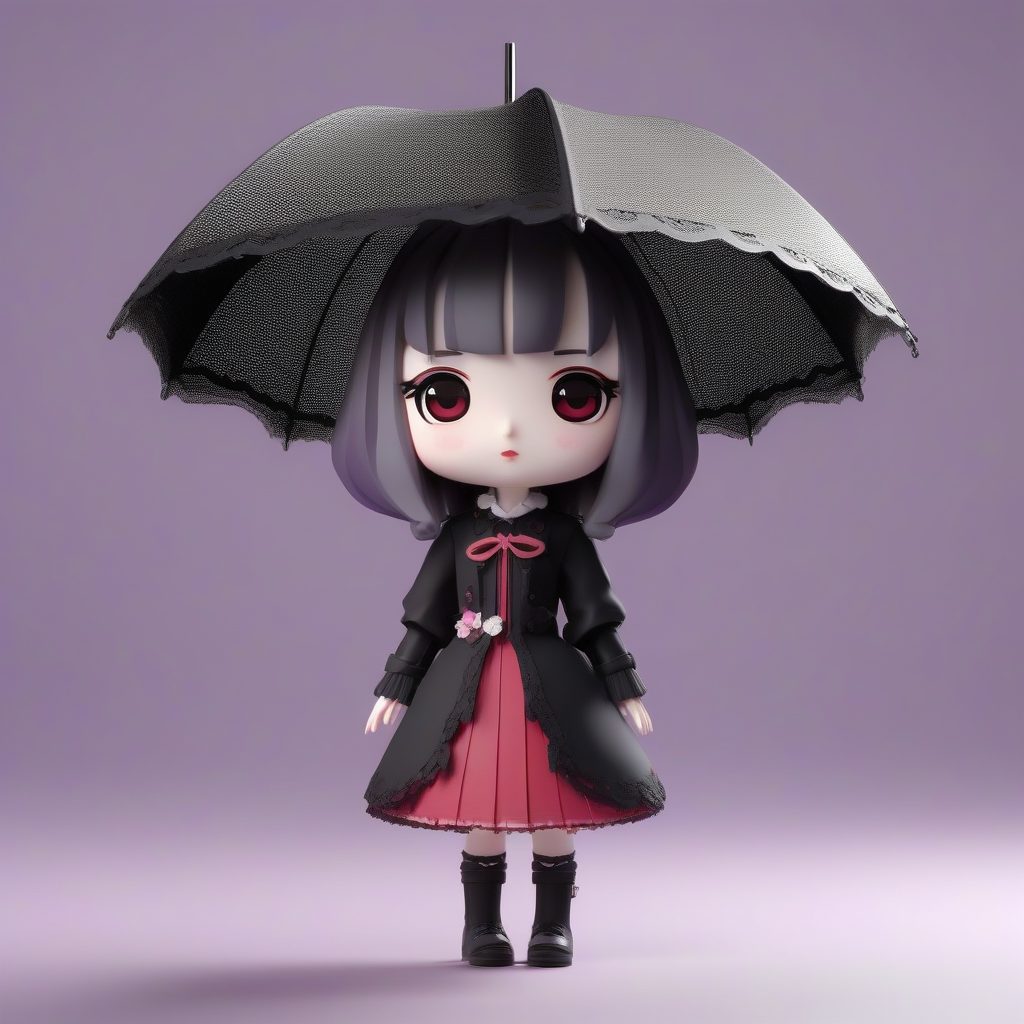 粘土手办质感：哥特萝莉Chibi角色的Pop Mart风格AI绘图秘籍