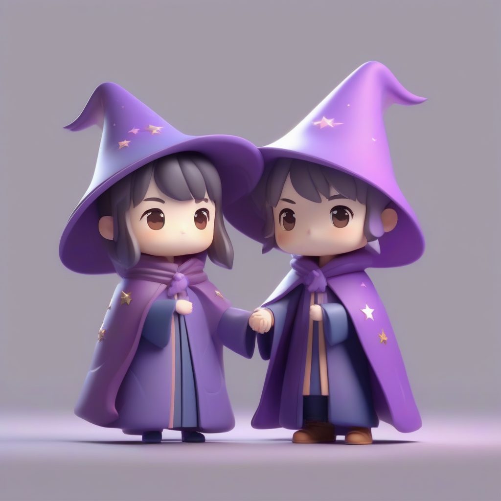 粘土质感魔法情侣Q版头像：C4D光线追踪生成治愈系盲盒公仔