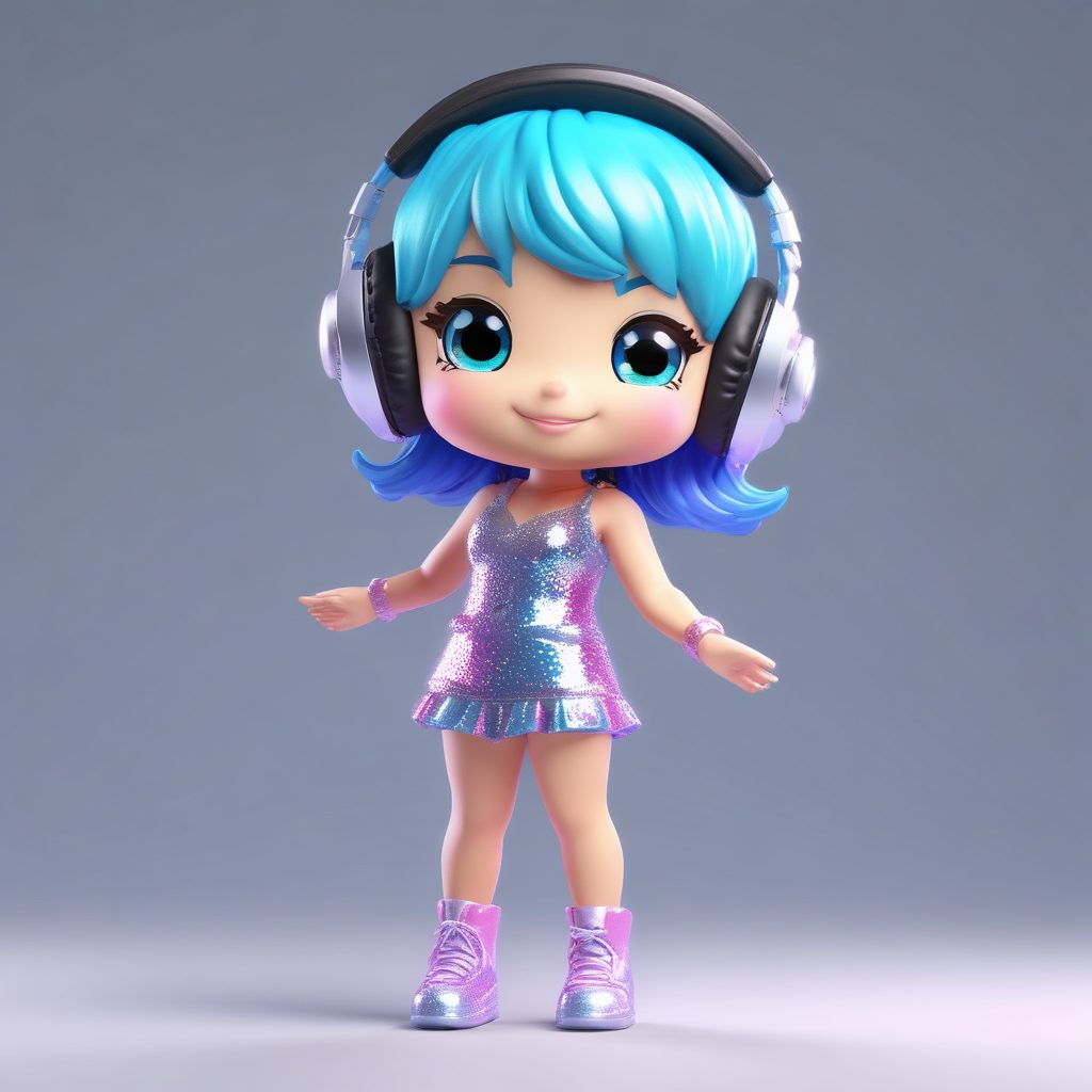 🎤女团偶像风！闪亮亮Q版女孩，动态渲染壁纸生成！