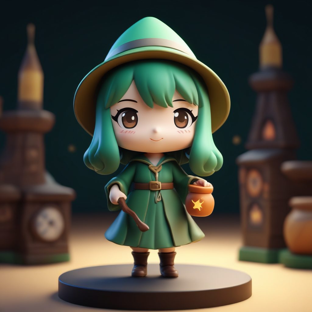 女巫药剂师Q版手办: 偷笑搅拌药水罐的’诡计’表情