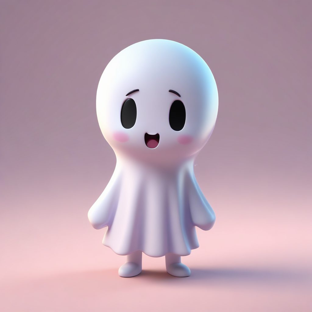 Octane渲染Q版鬼魂：半透明漂浮动态与调皮吐舌表情