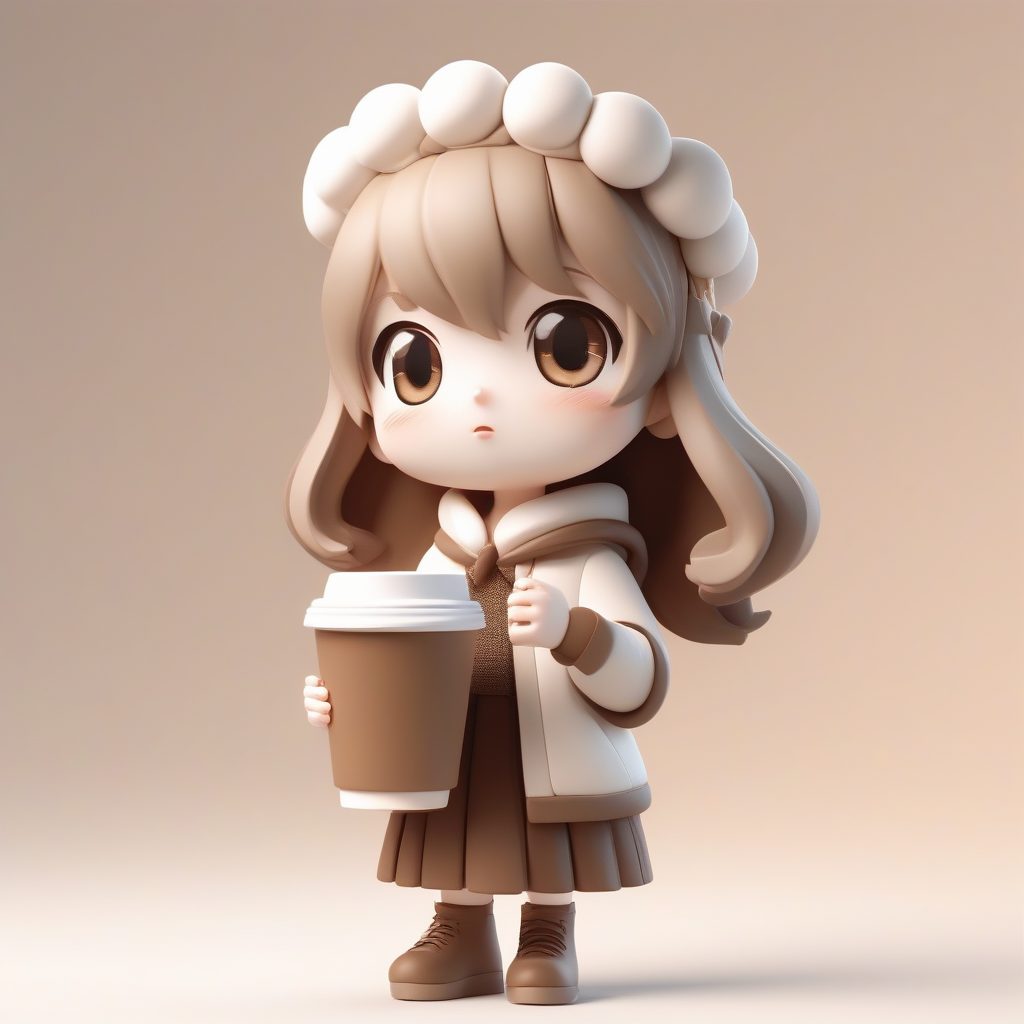Octane渲染Q版粘土风：咖啡牛奶主题闺蜜全身像AI绘画秘籍