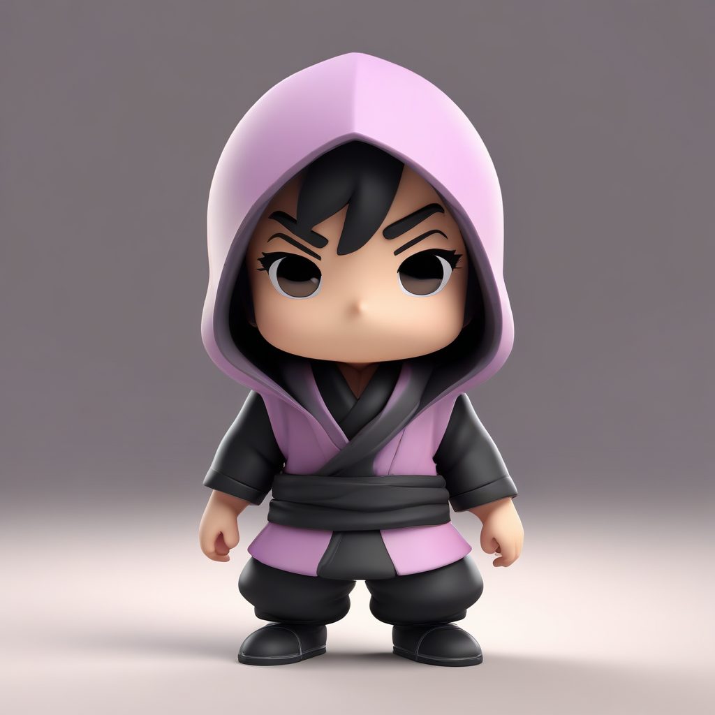 Octane渲染:Q版忍者藏匿动作与紧张表情的3D手办生成