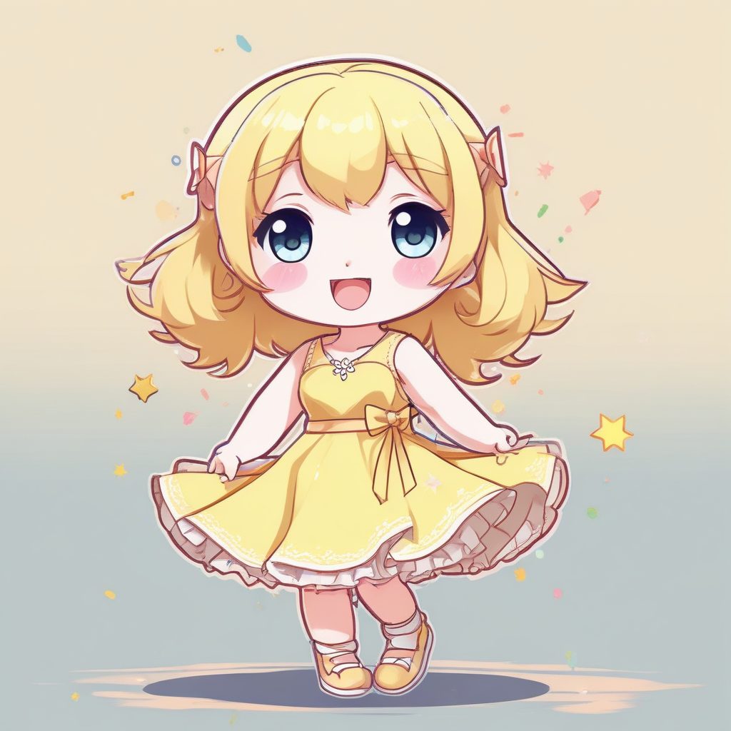 🎉派对公主Chibi！动态撒彩带姿势，闪耀细节8K壁纸！