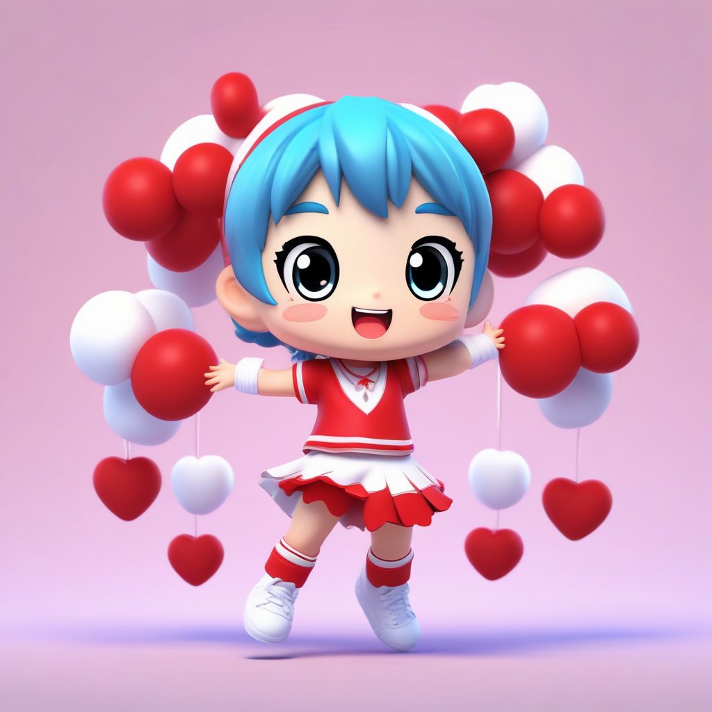 🎉派对女孩！Q版啦啦队少女全身像提示词 | C4D动态渲染