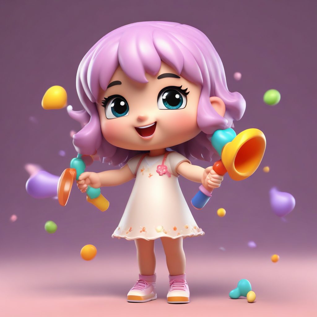 派对Q版萌图: 吹响派对哨子庆祝的欢快表情 (动态全身)